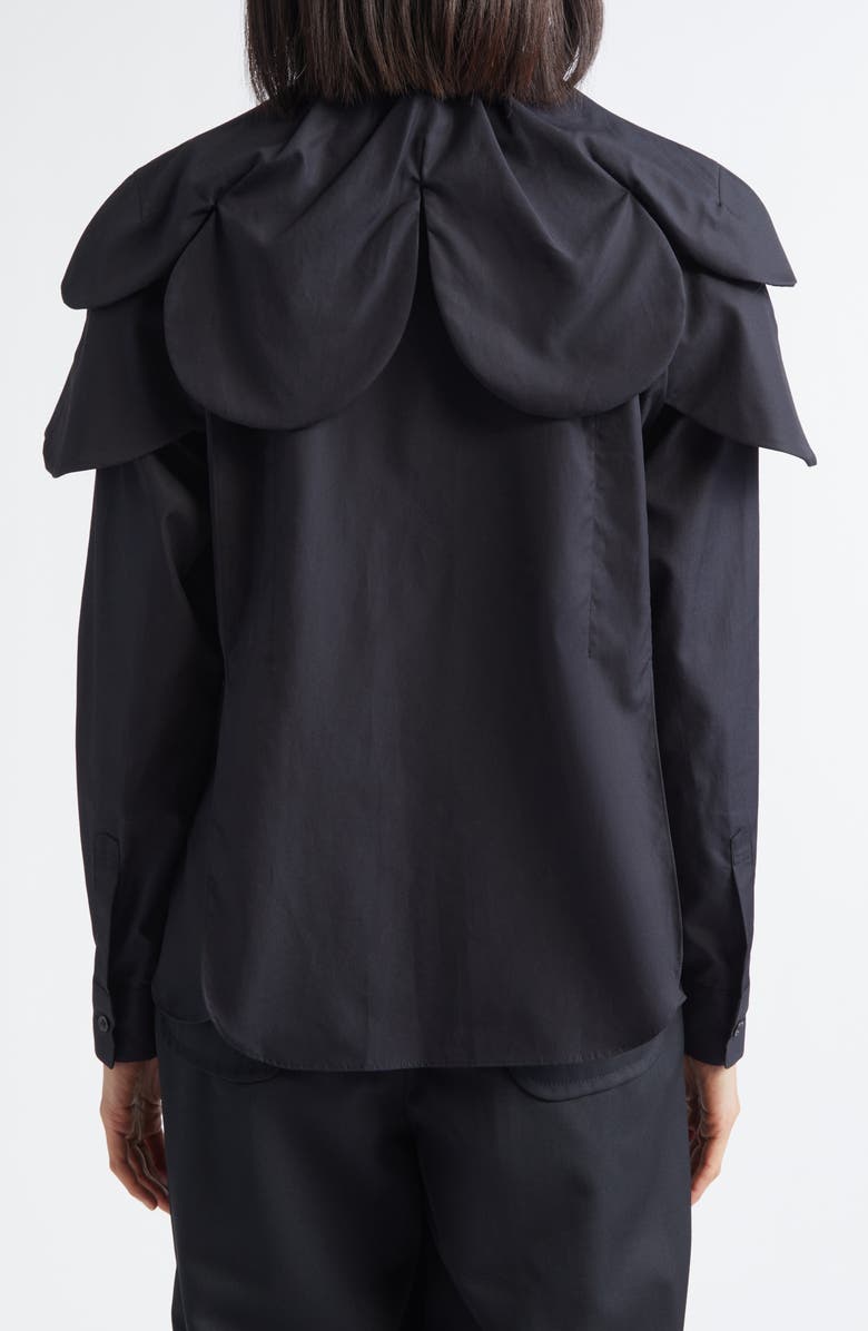 Noir Kei Ninomiya Petal Collar Cotton Broadcloth Button-Up Shirt, Alternate, color, Black