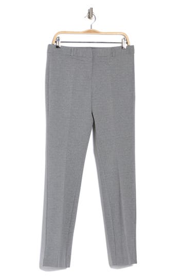 Atelier Luxe Pinstripe Slim Knit Pants In Light Grey