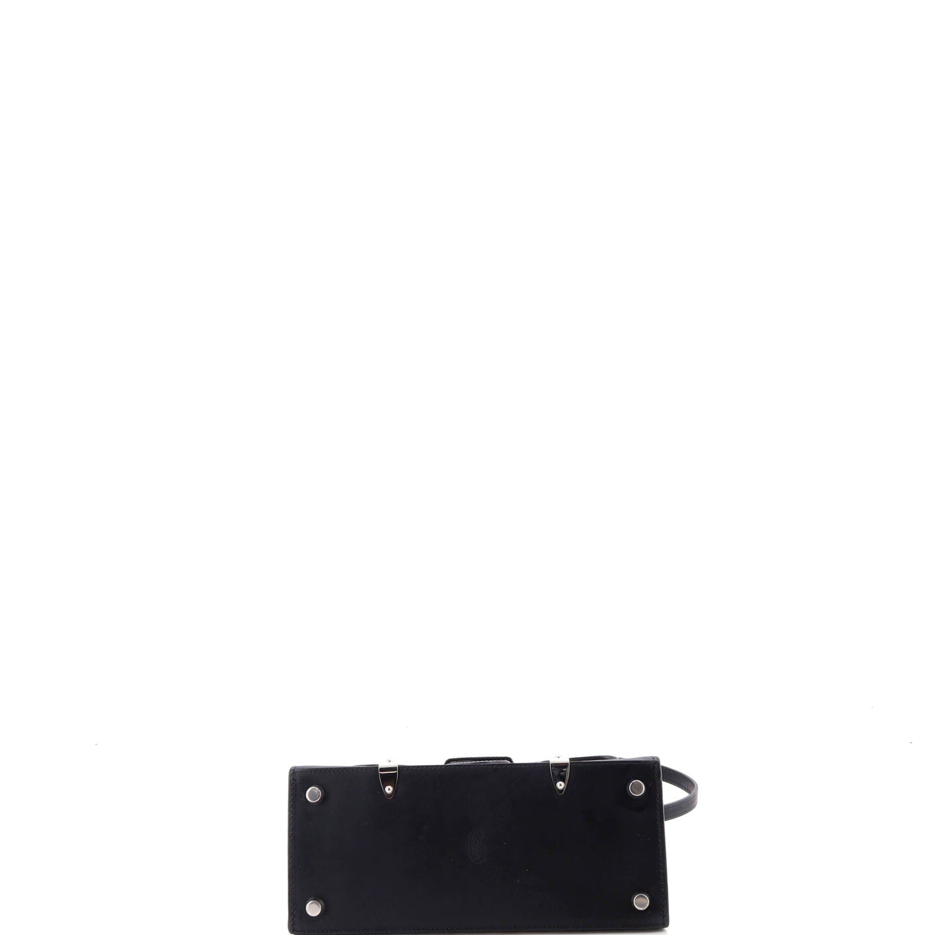 Structured Saigon Top Handle Bag Coated Canvas with Leather Mini, Alternate, color, Black