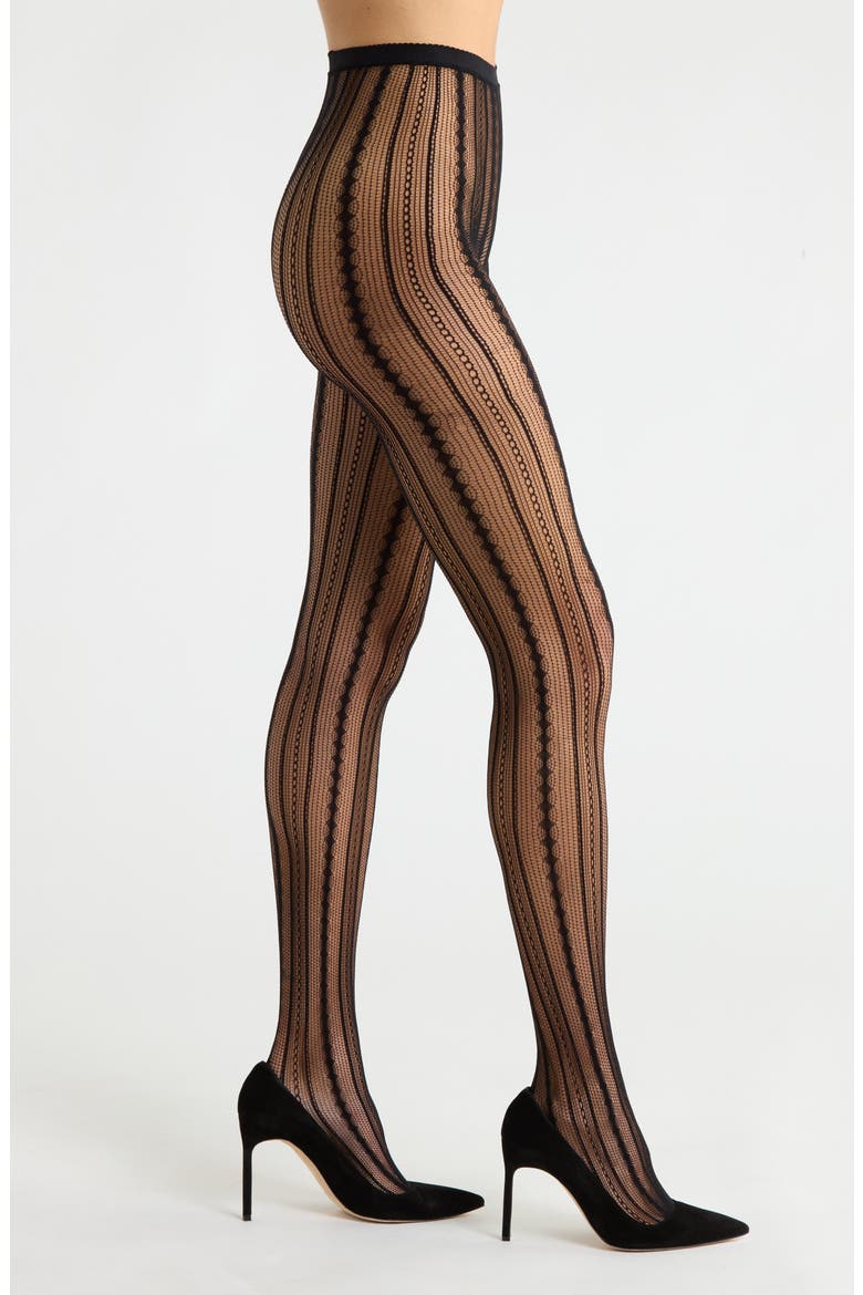 Feminine Lace Tights, Main, color, BLACK