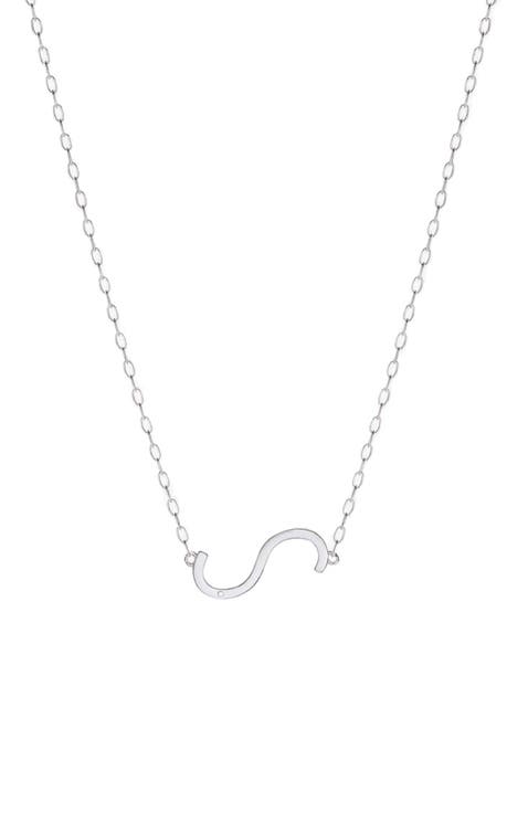 Silver Elongated Initial Pendant Necklace