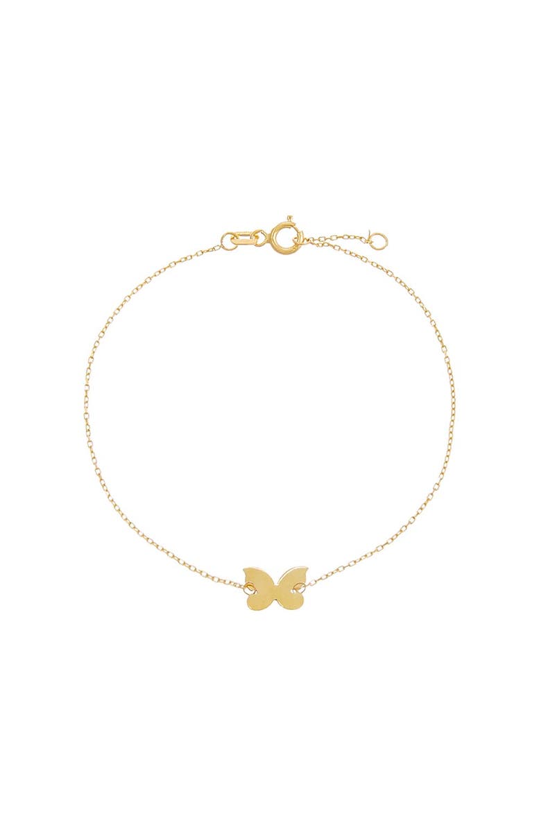 BY ADINA EDEN Solid Mini Butterfly Bracelet 14K, Main, color, 14K Gold