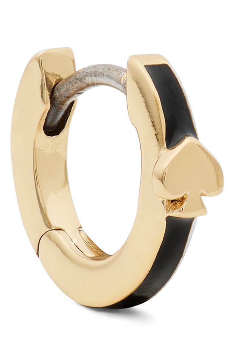 Kate Spade New York everyday spade slim huggie hoop earrings, Alternate, color, Black