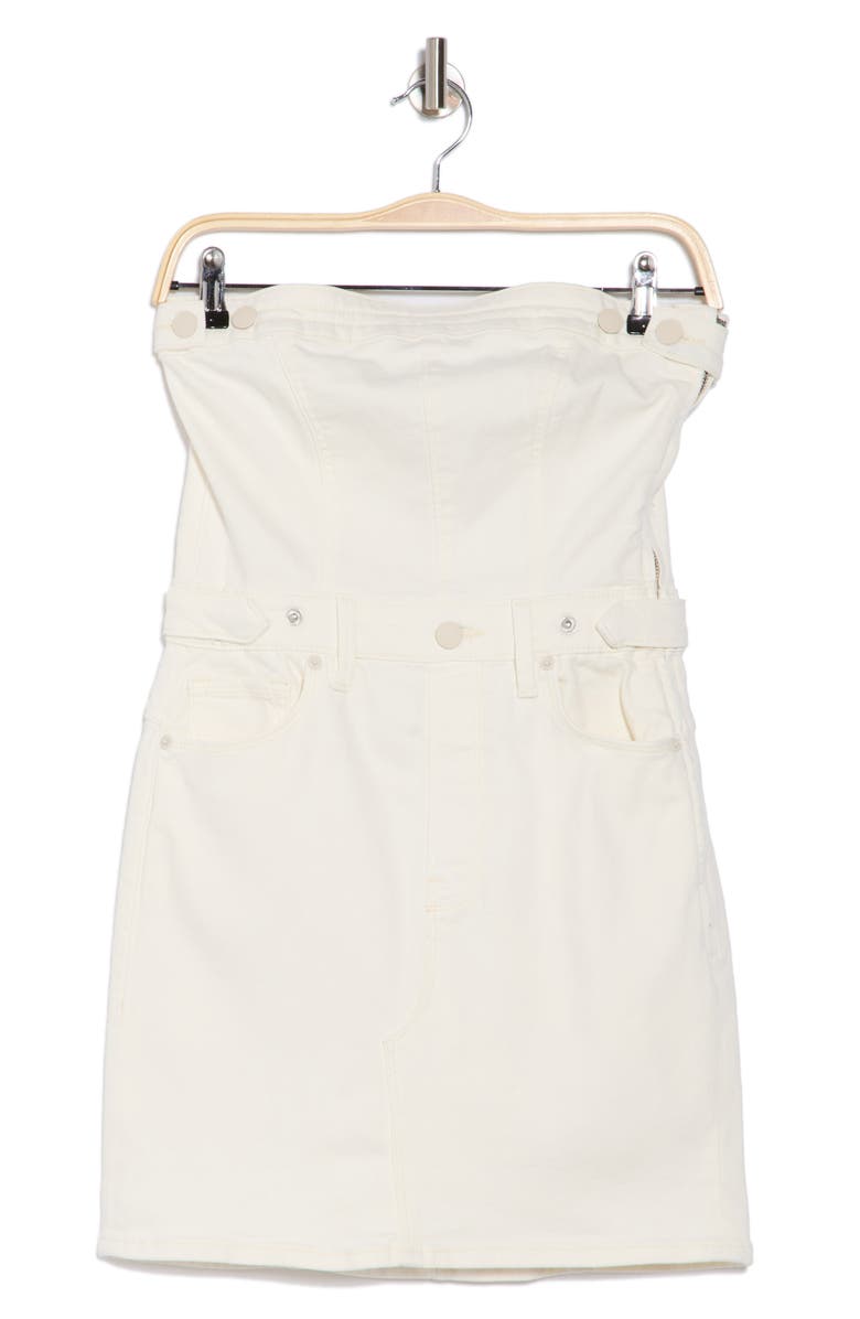 Good American Fit For Success Strapless Denim Minidress, Alternate, color, Cloud White001