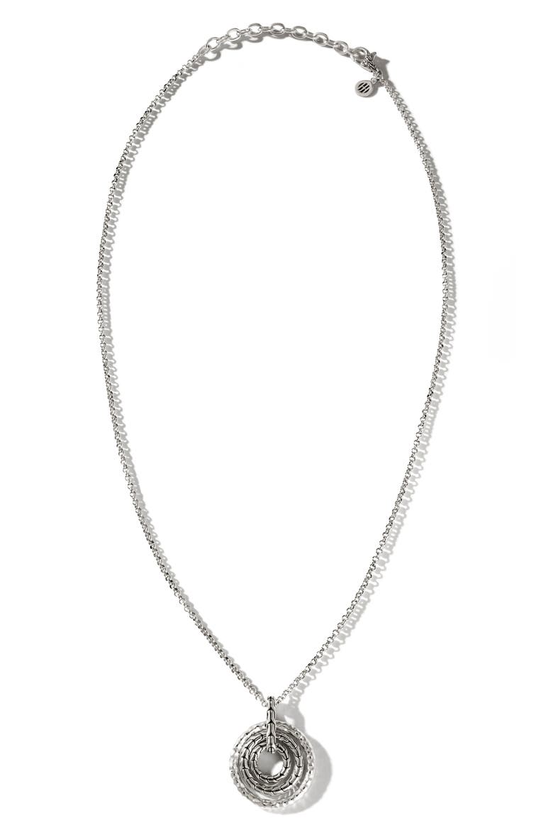 Classic Chain Hammmered Pendant, Alternate, color, SILVER