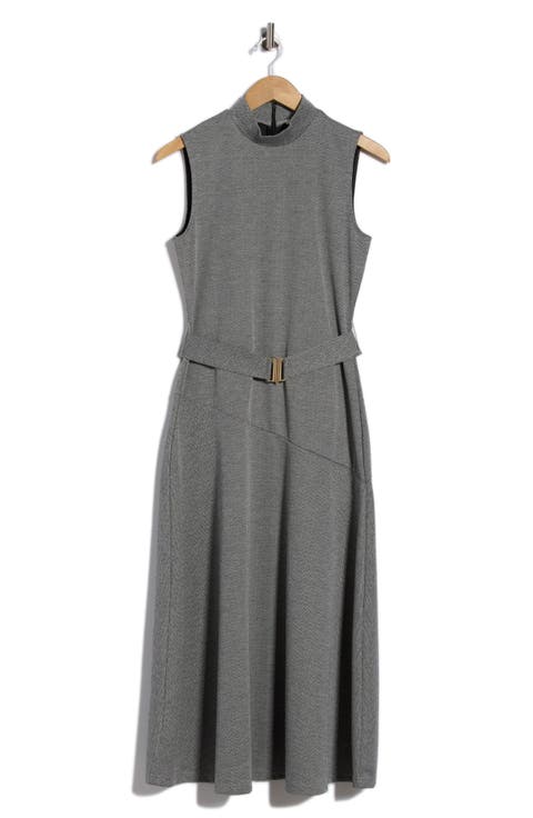 Mock Neck Sleeveless Belted Dress