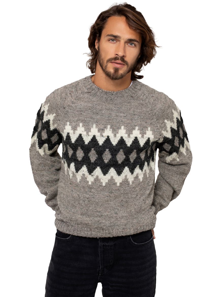 British Wool Fair Isle Sweater, Main, color, OATMEAL FLECK