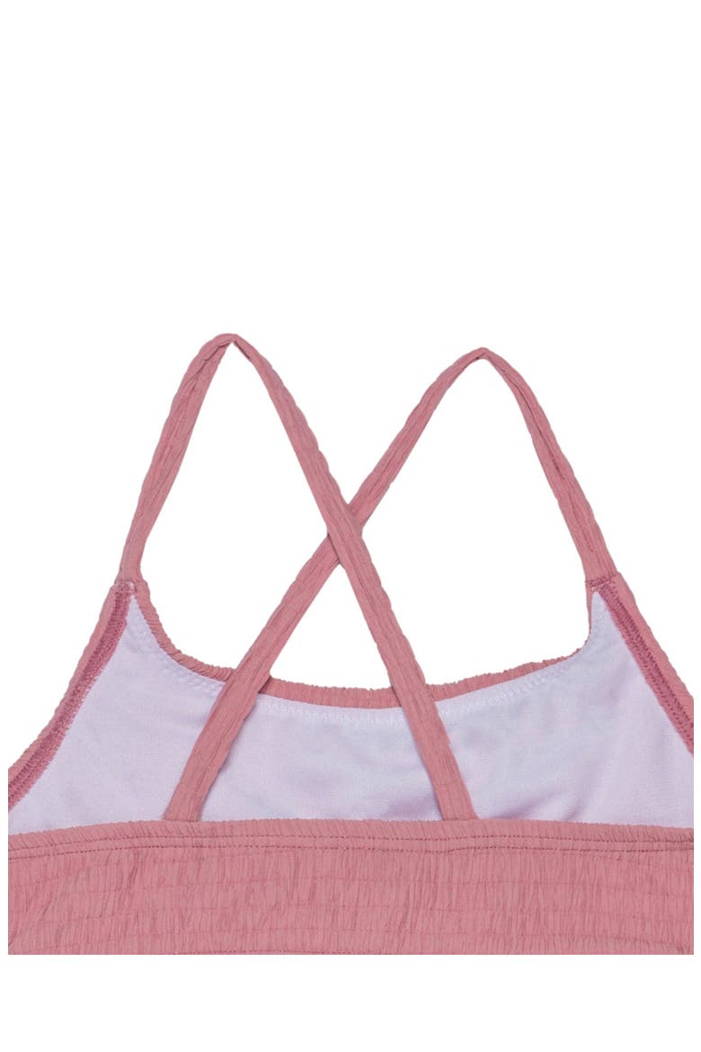 Neapolitan Textured Criss Cross Strap Swim Set, Alternate, color, Pink
