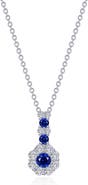 Lafonn Lab Grown Sapphire & Simulated Diamond Flower Pendant Necklace