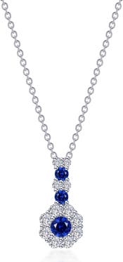 Lafonn Lab Grown Sapphire & Simulated Diamond Flower Pendant Necklace