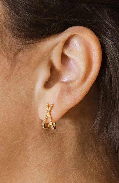 Sterling Forever Katie Cubic Zirconia Cross Stud Earrings In Gold