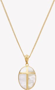 Rizen Jewelry Mother Of Pearl Cross Pendant Necklace
