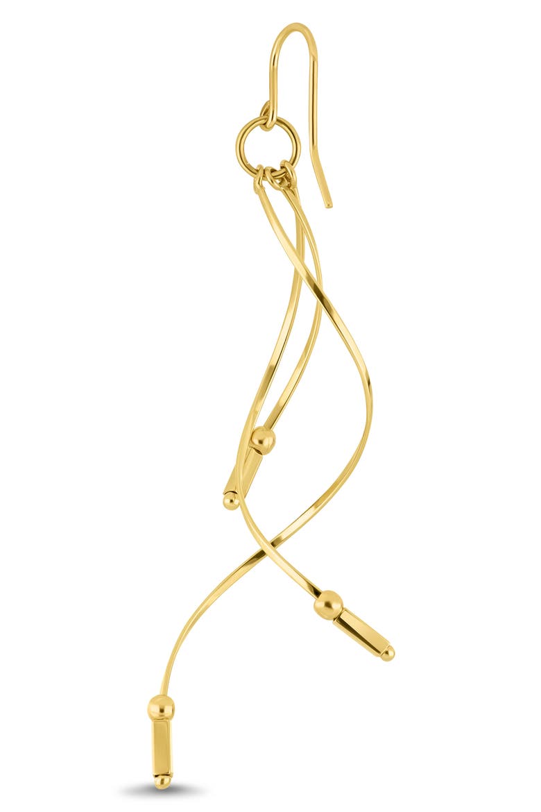 14K Yellow Gold Wavy Bar Drop Earrings, Alternate, color, 14KY
