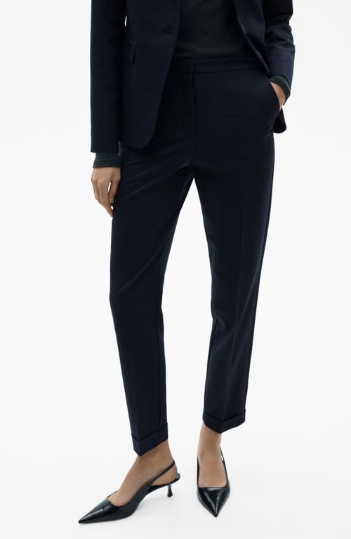 Shop Mango Straight Leg Suit Pants In Dark Navy