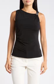 Leith One-Shoulder Hardware Knit Top