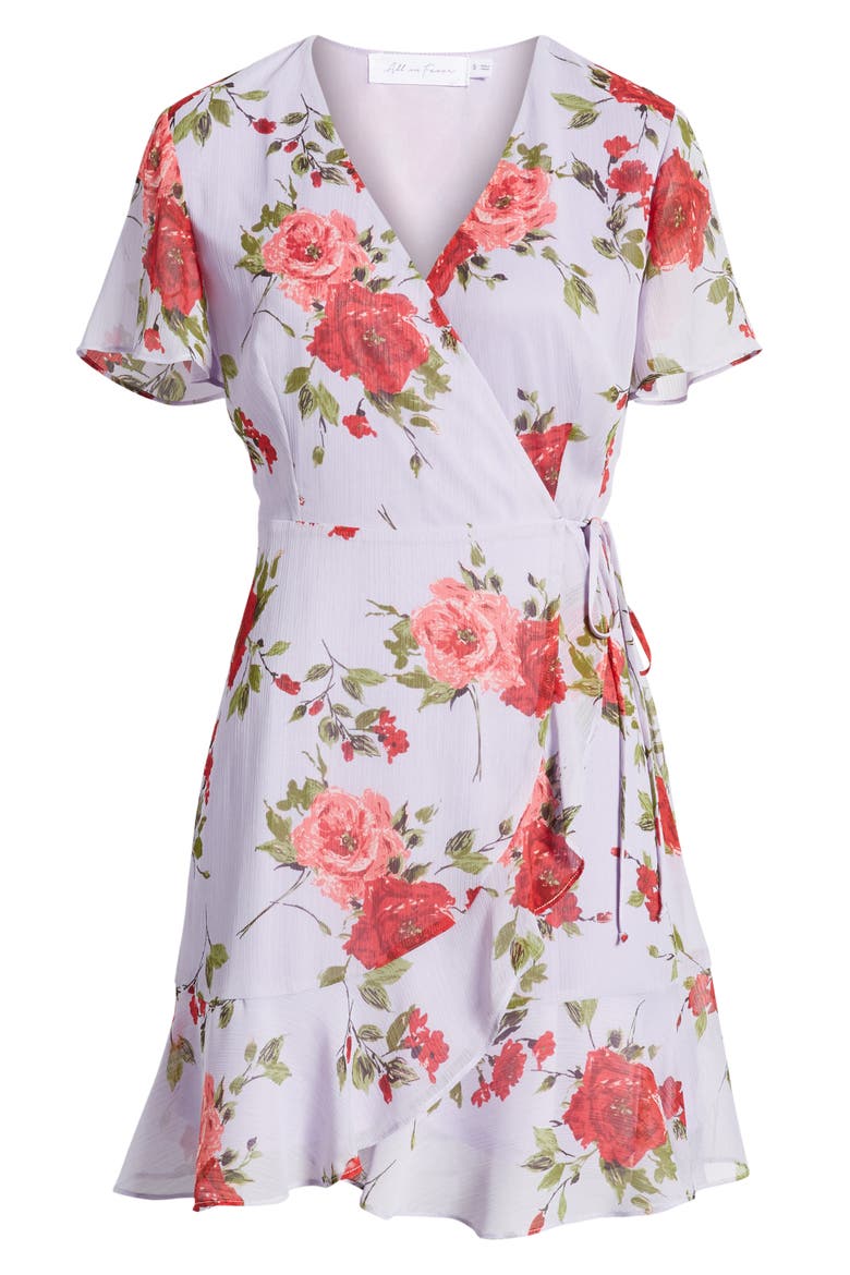 Isabella Wrap Minidress, Alternate, color, LILAC RED FLORAL