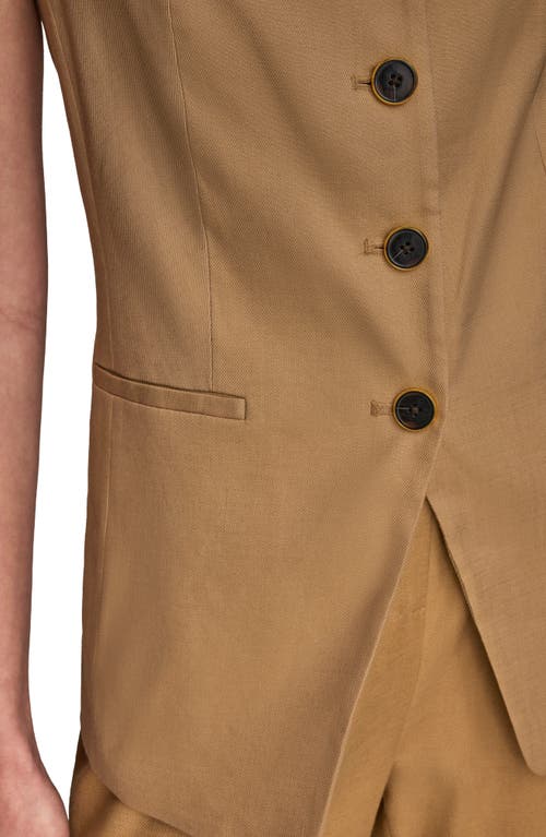 Donna Karan New York Linen Blend Vest In Brown