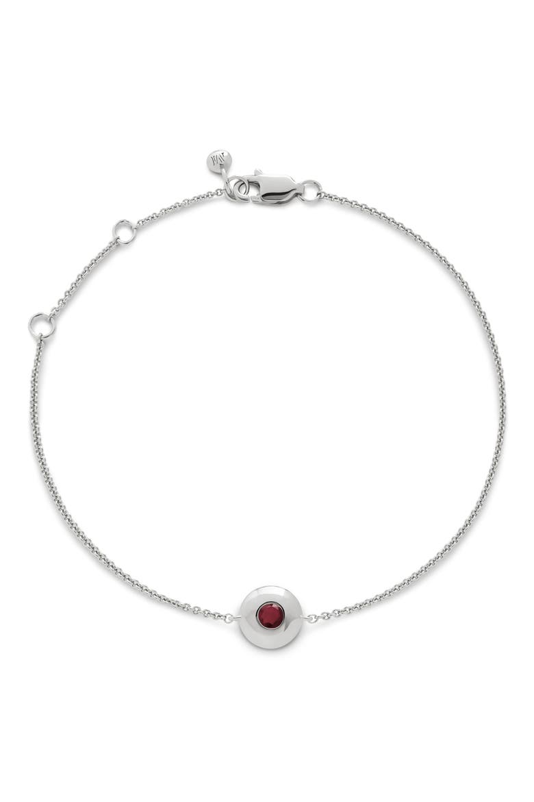 July Birthstone Chain Bracelet, Main, color, STERLING SILVER / RUBY
