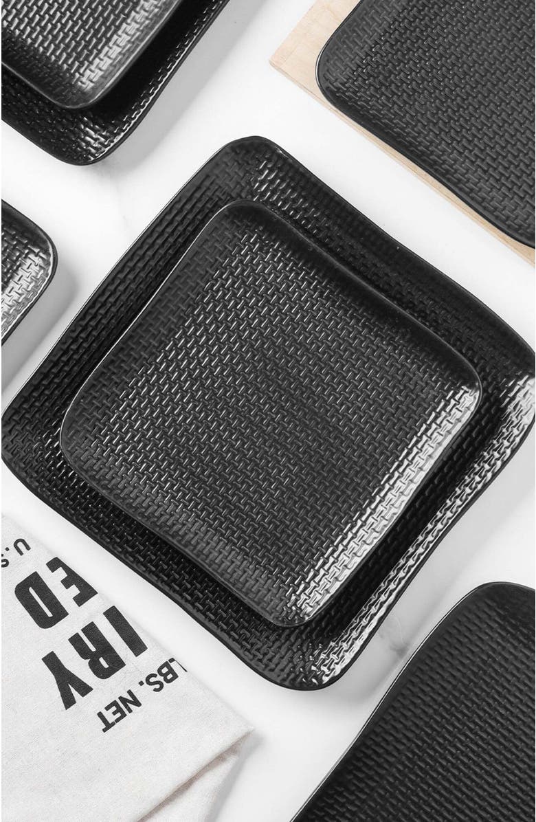 Stone Lain Olivia Stoneware 4-Piece Salad Plate Set, Alternate, color, Black