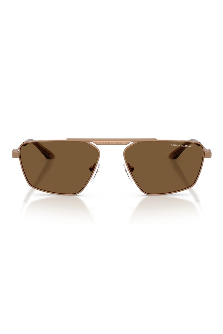 56mm Aviator Sunglasses, Main, color, MATTE ROSE GOLD / BROWN
