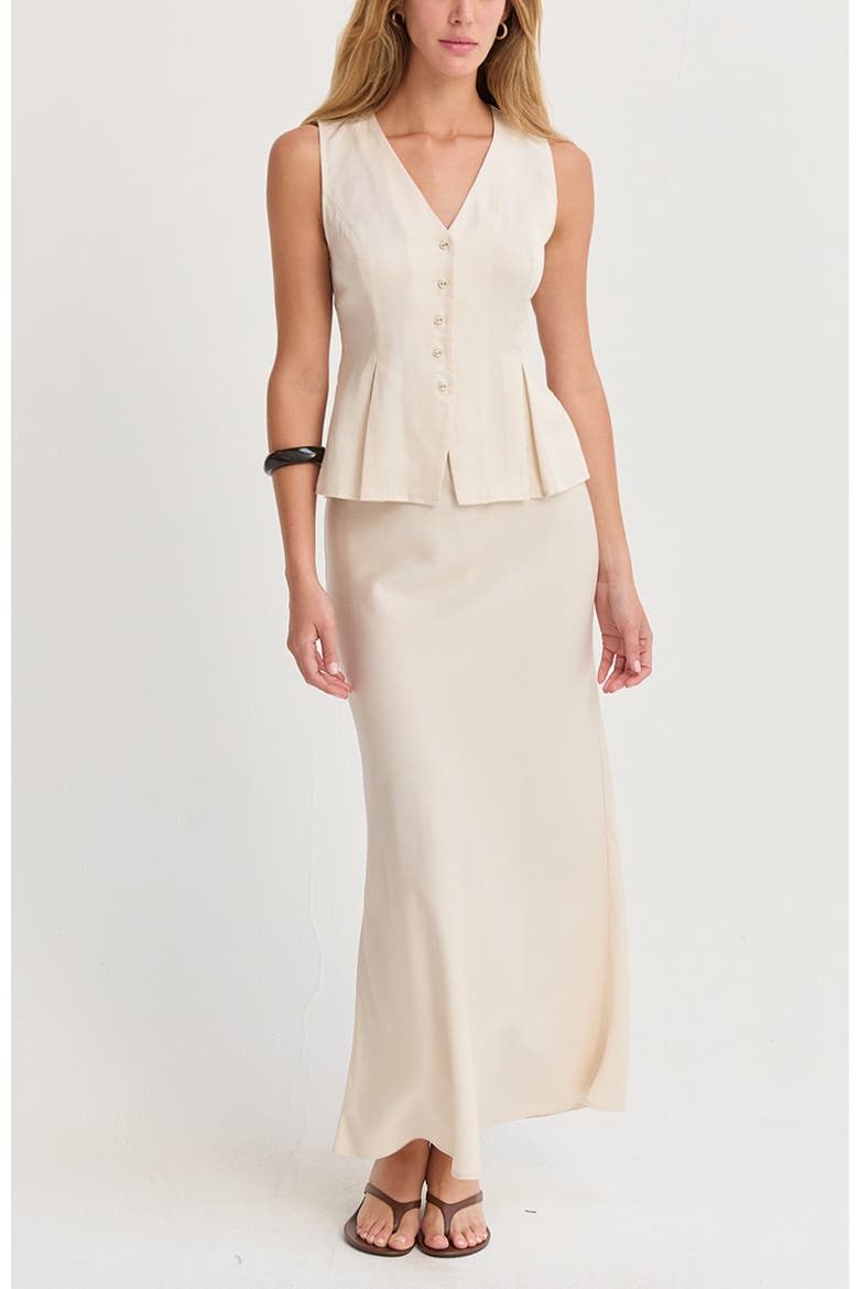 Pleated Lyocell Vest, Alternate, color, Cream