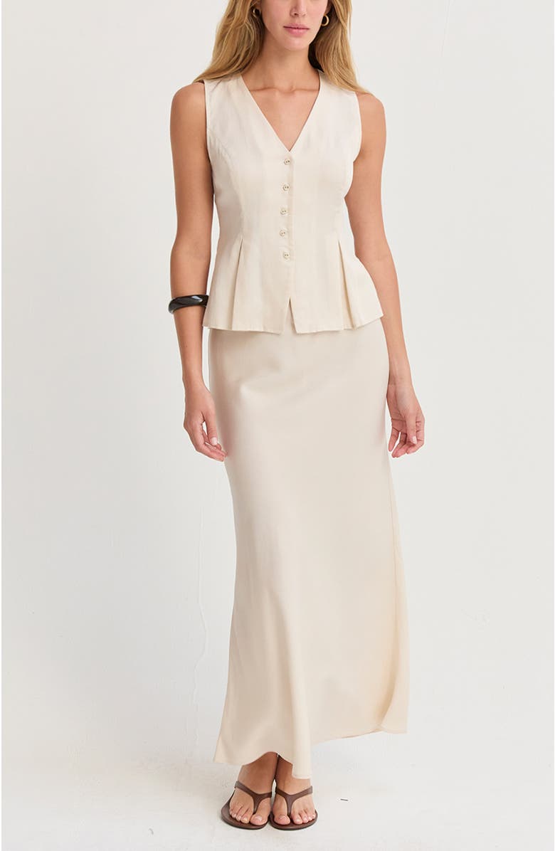 CRESCENT Pleated Lyocell Vest, Alternate, color, Cream
