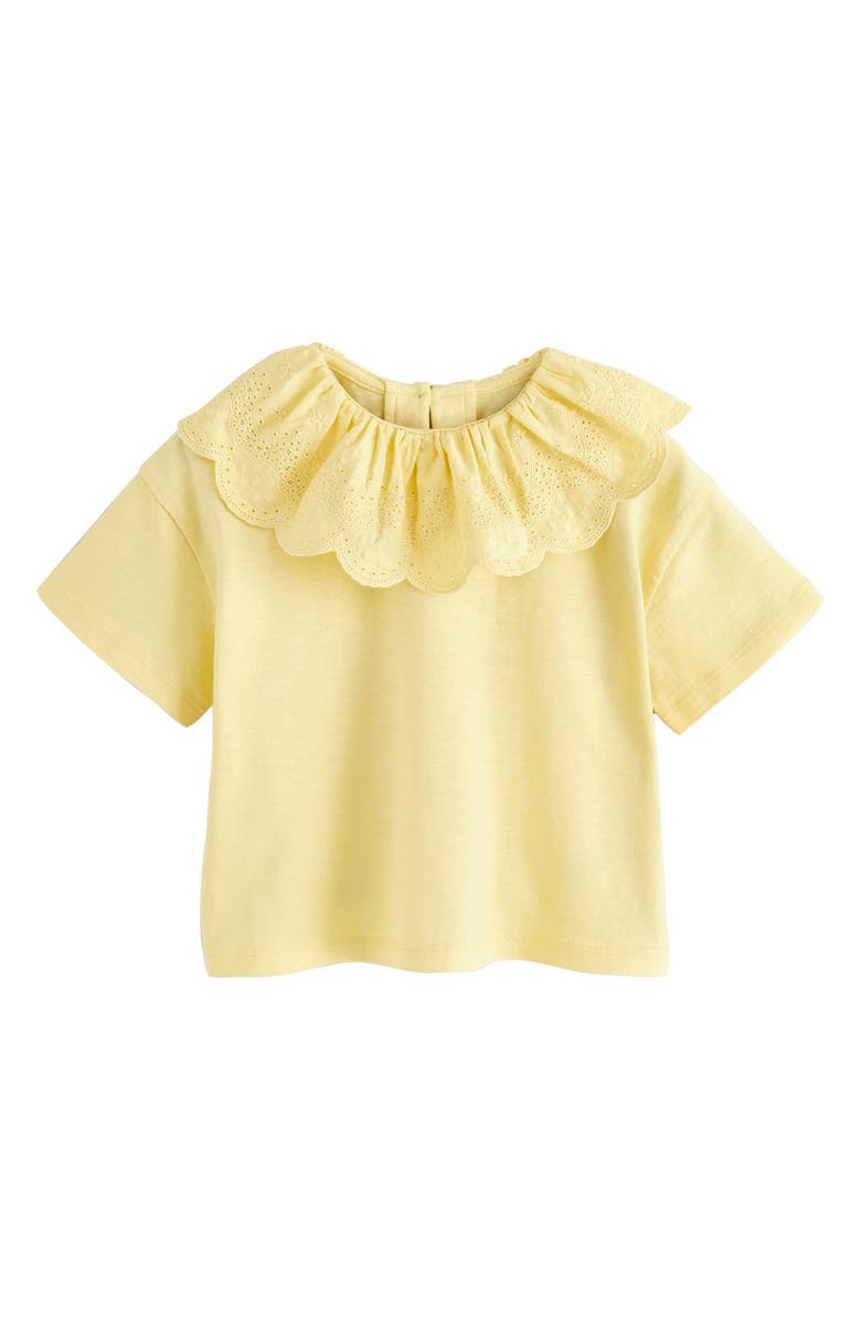 NEXT Kids' Frill Collar T-Shirt, Main, color, Yellow