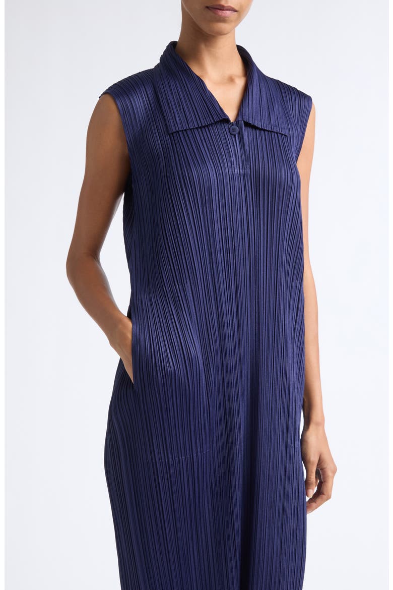 Monthly Colors May Pleated Sleeveless Midi Polo Dress, Alternate, color, NAVY
