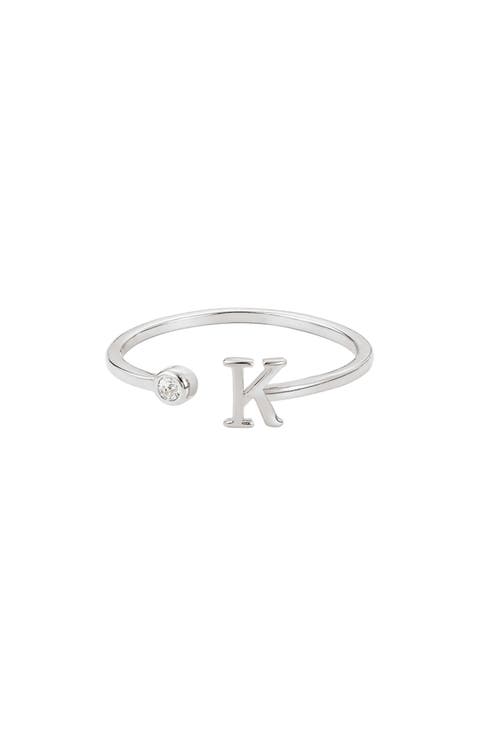 Cubic Zirconia Initial Adjustable Band Ring