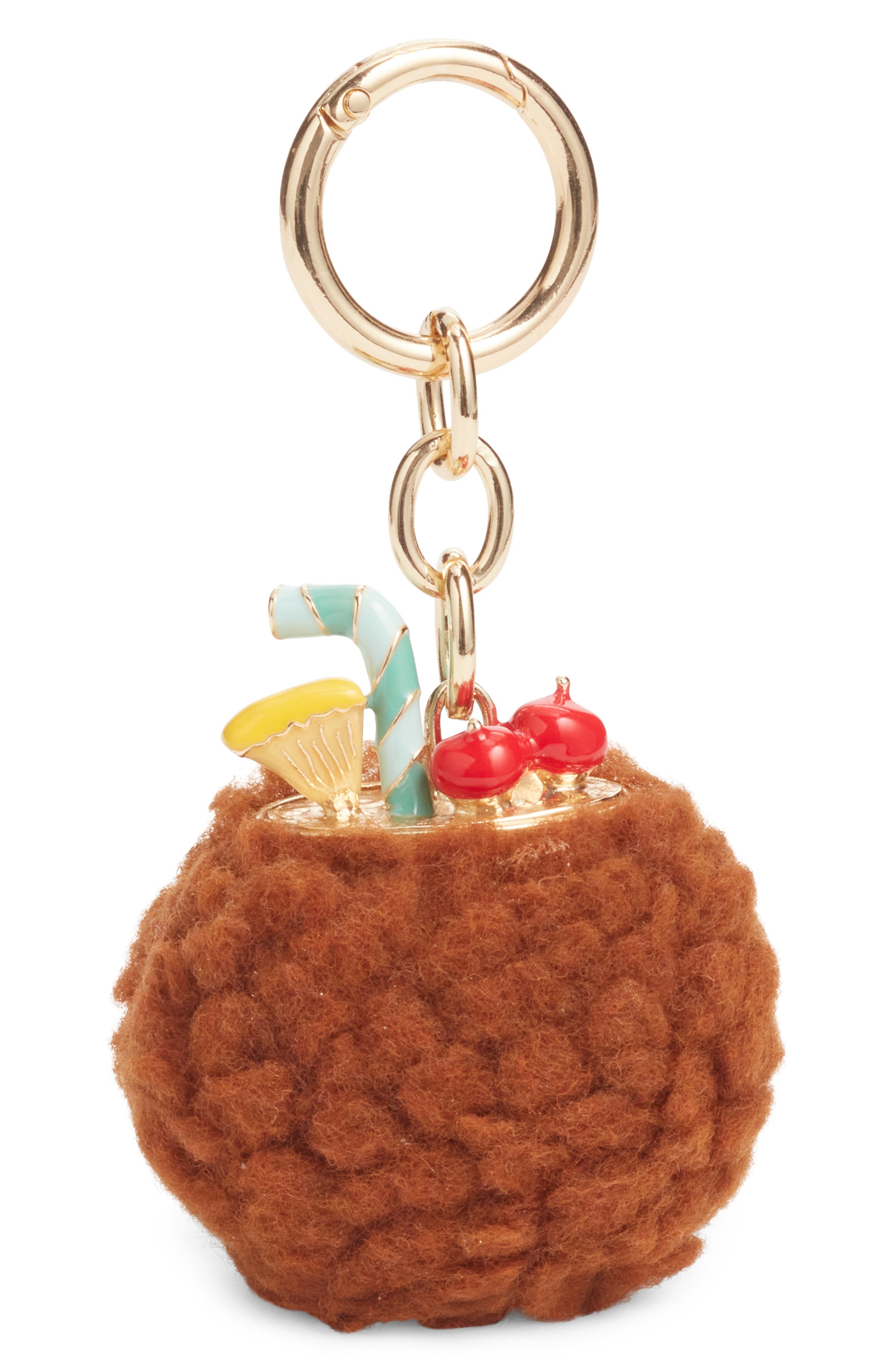 Chelsea28 Coconut Bouclé Bag Charm, Main, color, Brown Multi- Gold