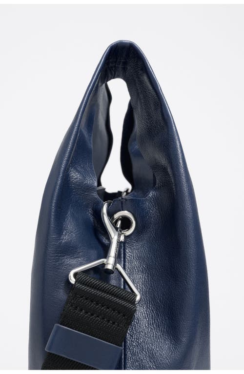 Bimba Y Lola Leather Medium Paper Bag In Blue