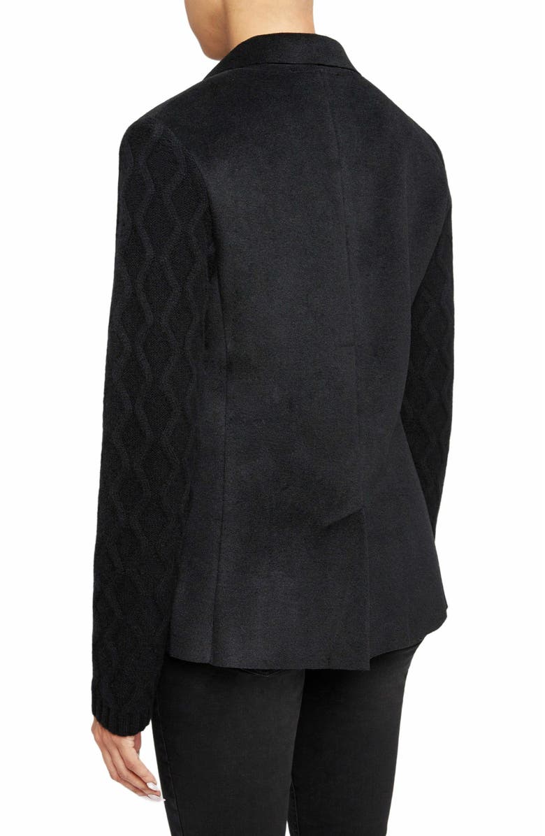 Santorelli COLEY Relaxed Fit Jacket with Wool Cashmere Knit Sleeves, Alternate, color, Black
