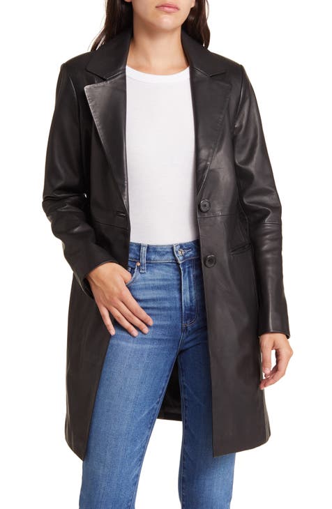 Full length leather coat on sale