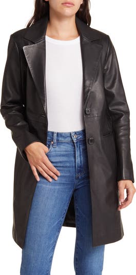 Longline leather coat best sale