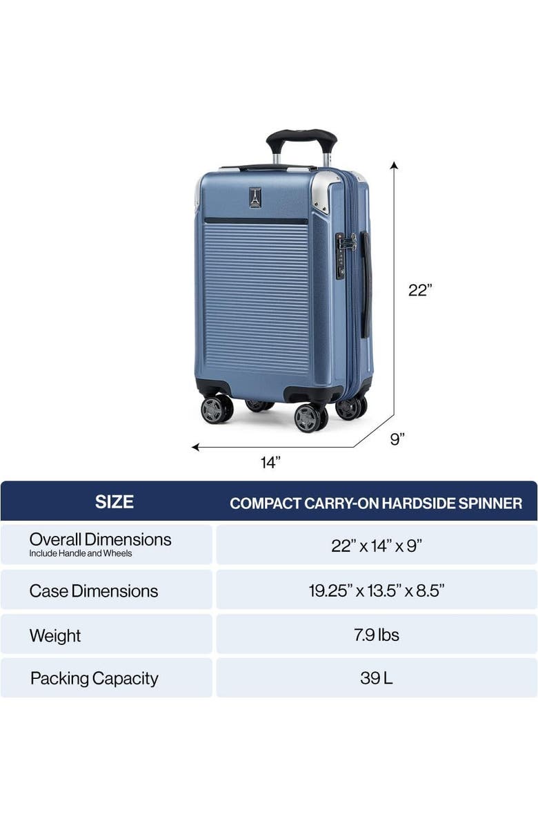 TRAVELPRO Platinum Elite Hardside Expandable Compact Carry-On 20-Inch Spinner, Alternate, color, Shadow Black