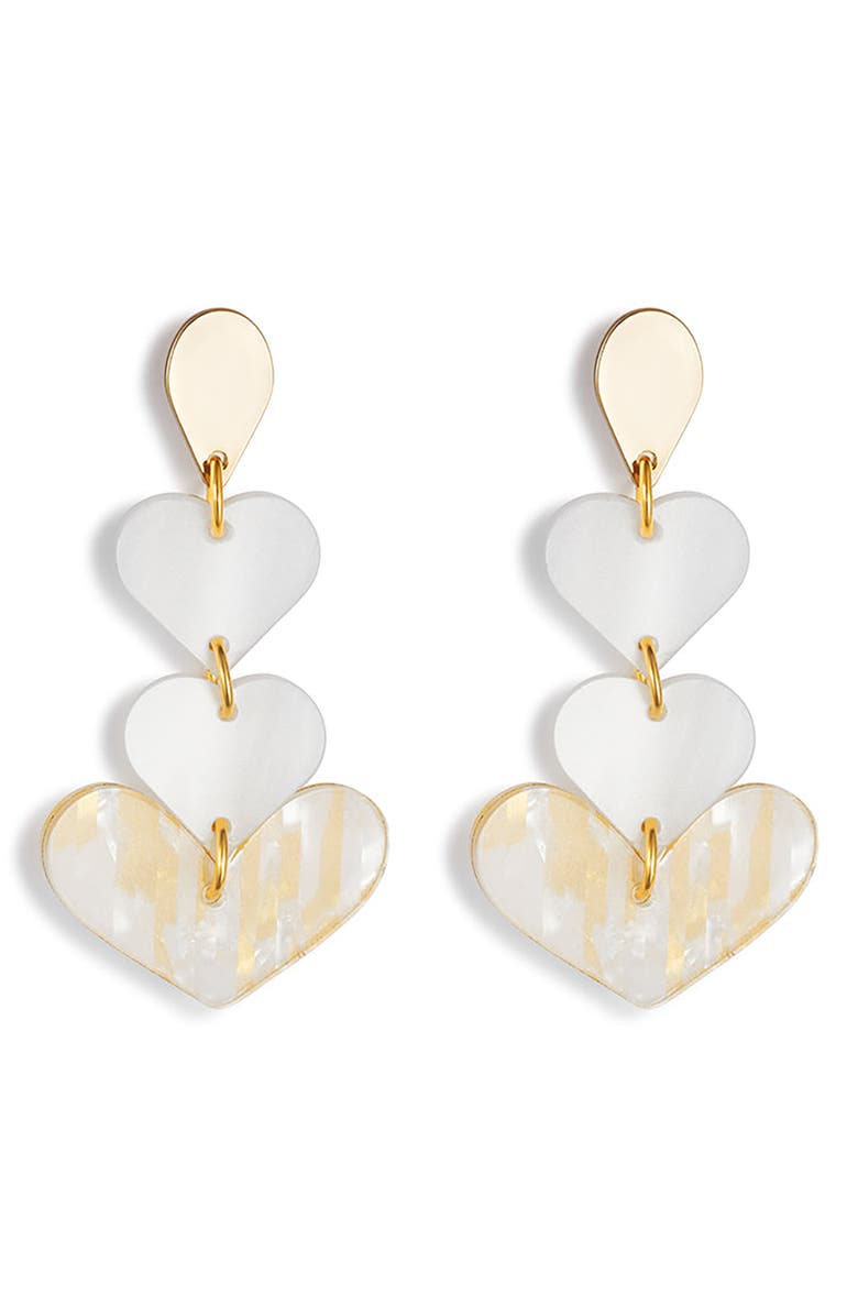 Toolally Heart Drop Earrings - White, Main, color, White