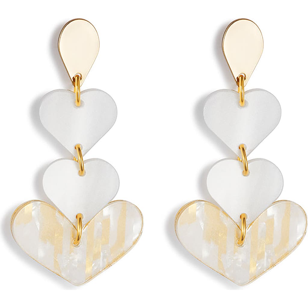 Toolally Heart Drop Earrings In Metallic