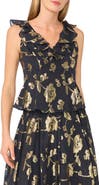 Ted Baker Ruffle Peplum Metallic Jacquard Top