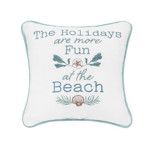 C&F Home Holidays Are More Fun Christmas Throw Pillow, 10" x 10" in Blue 