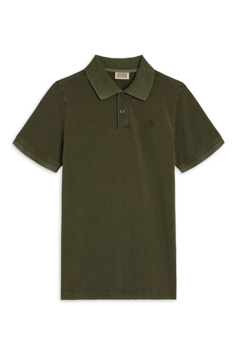 Washed Cotton Piqué Polo, Main, color, KOMBU GREEN