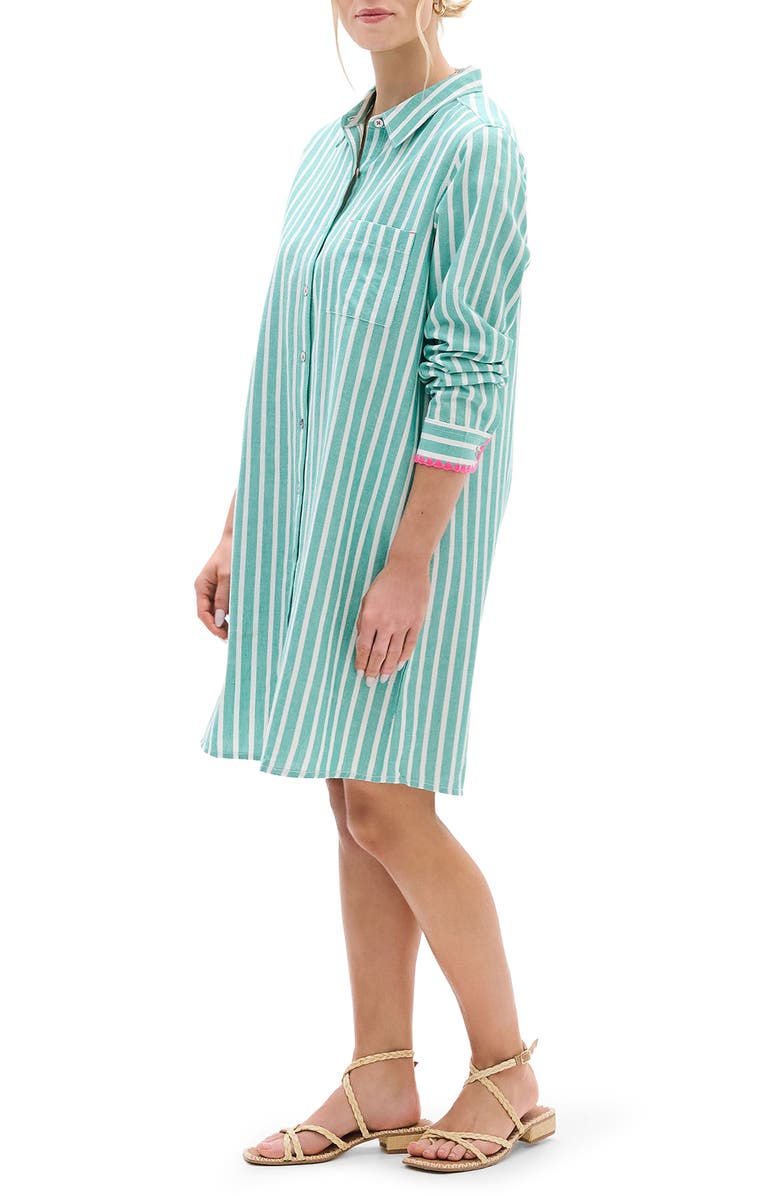 Hatley Julia Stripe Cotton Shirtdress, Alternate, color, Arcadia