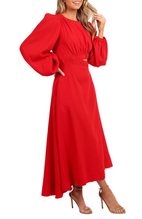 Petal And Pup Petal & Pup Ginnee Long Sleeve Cutout Midi Dress In Red