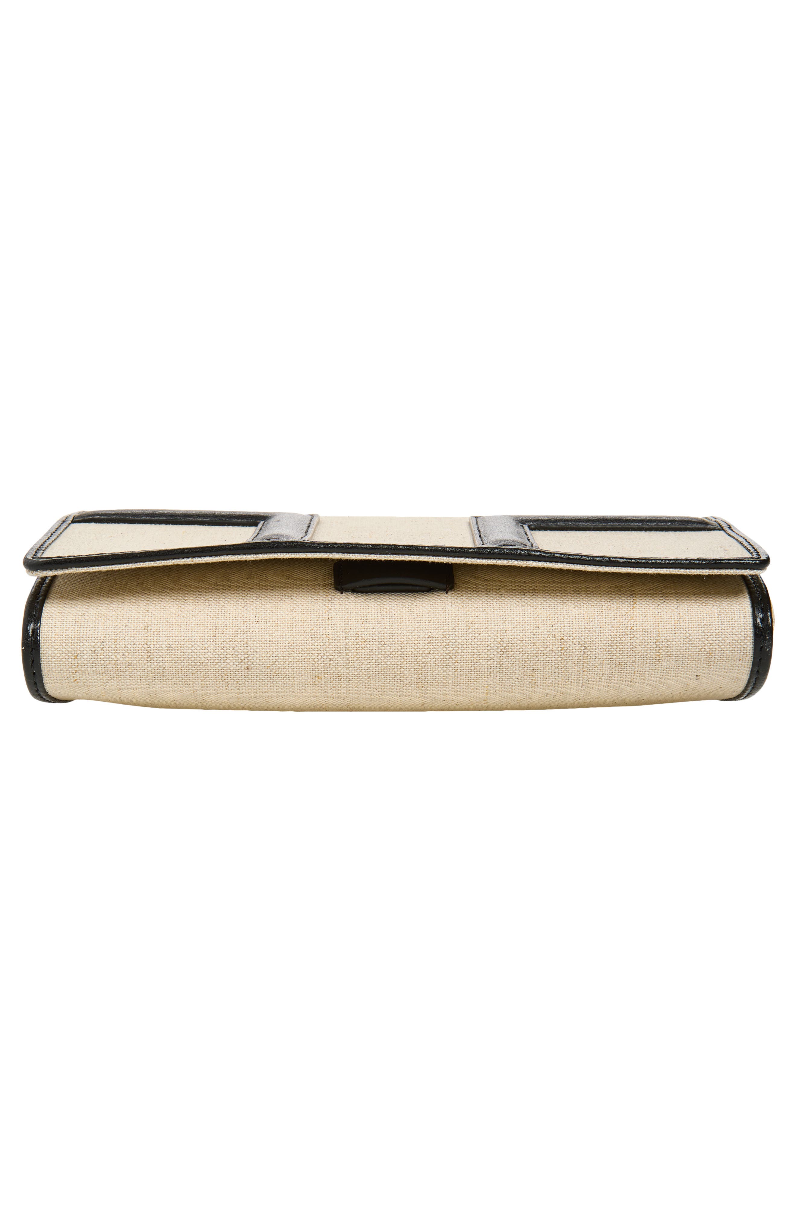 TOTEME T-Flap Canvas & Leather Envelope Clutch, Alternate, color, Ecru
