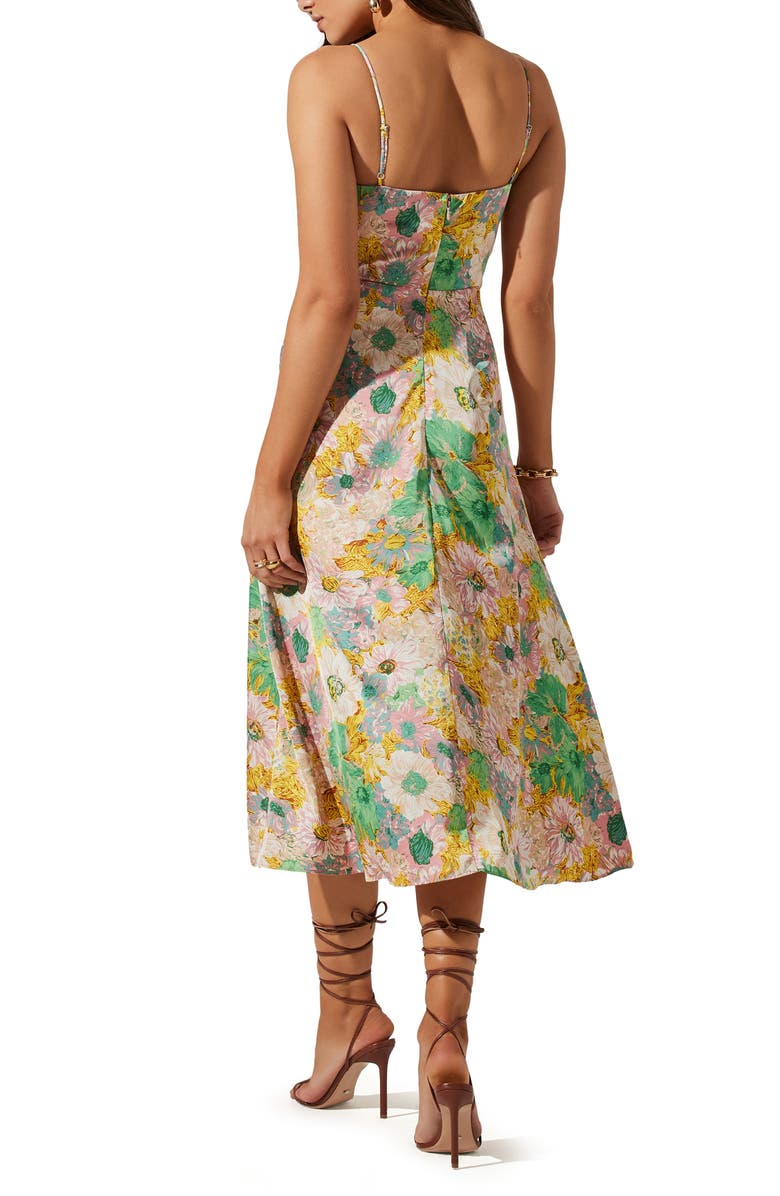 ASTR the Label Bustier Satin Dress, Alternate, color, Coral Yellow Floral