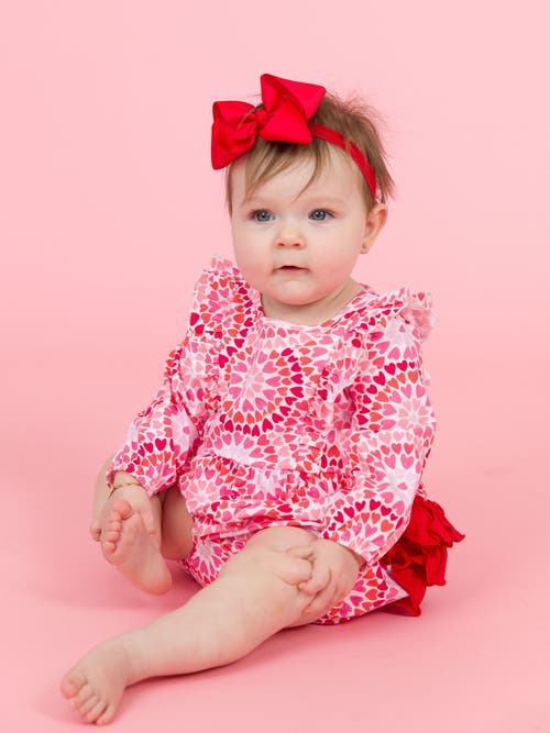 Rufflebutts Baby/toddler Girls Long Sleeve Waterfall Knit Bubble Romper