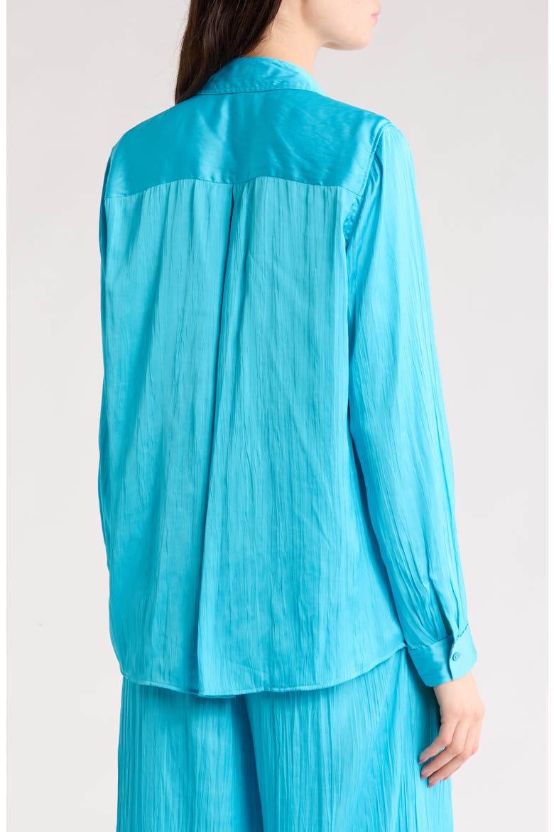 Nina Crinkle Satin Shirt, Alternate, color, BLUE ATOLL