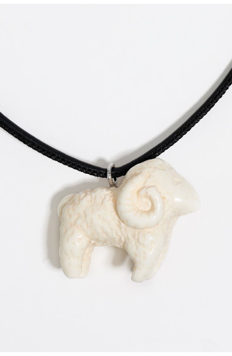 Bimba y Lola Resin Ram Cord Necklace, Alternate, color, White