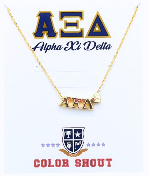 Color Shout Alpha Xi Delta Sorority Gold Heart Necklace In Gold
