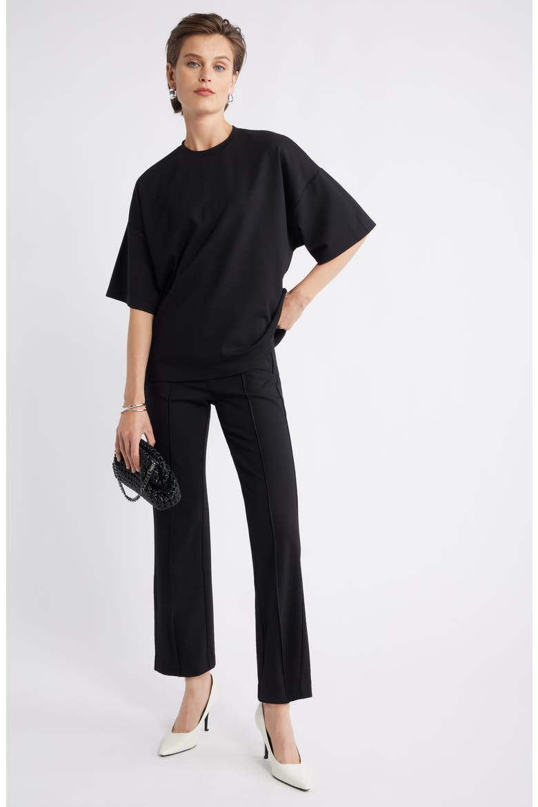 Pull-On Ponte Trousers, Alternate, color, BLACK
