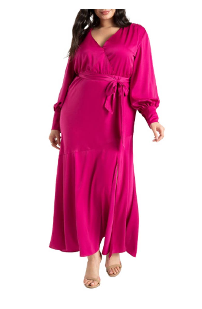 ELOQUII Satin Maxi Dress, Main, color, Magenta